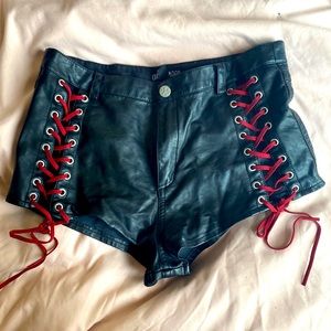 Faux Leather star short shorts